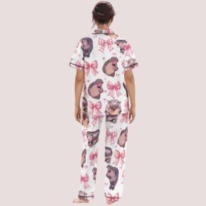 Pink Coquette Moo Deng Satin Pajama Set 1 Pink Coquette Moo Deng Satin Pajama Set