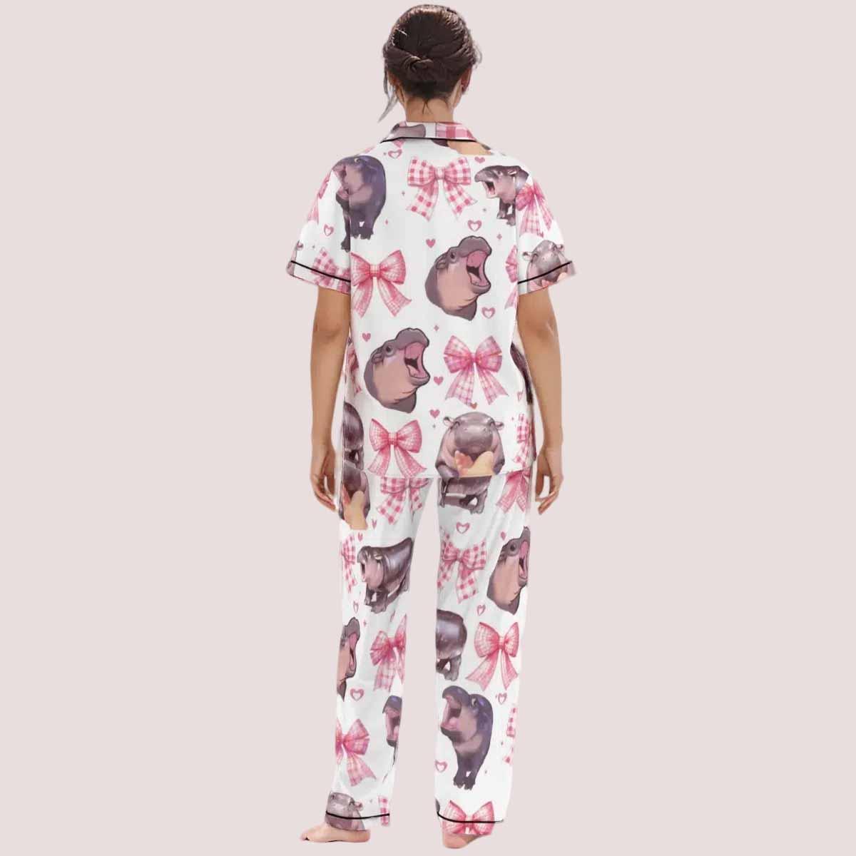 Pink Coquette Moo Deng Satin Pajama Set Pink Coquette Moo Deng Satin Pajama Set