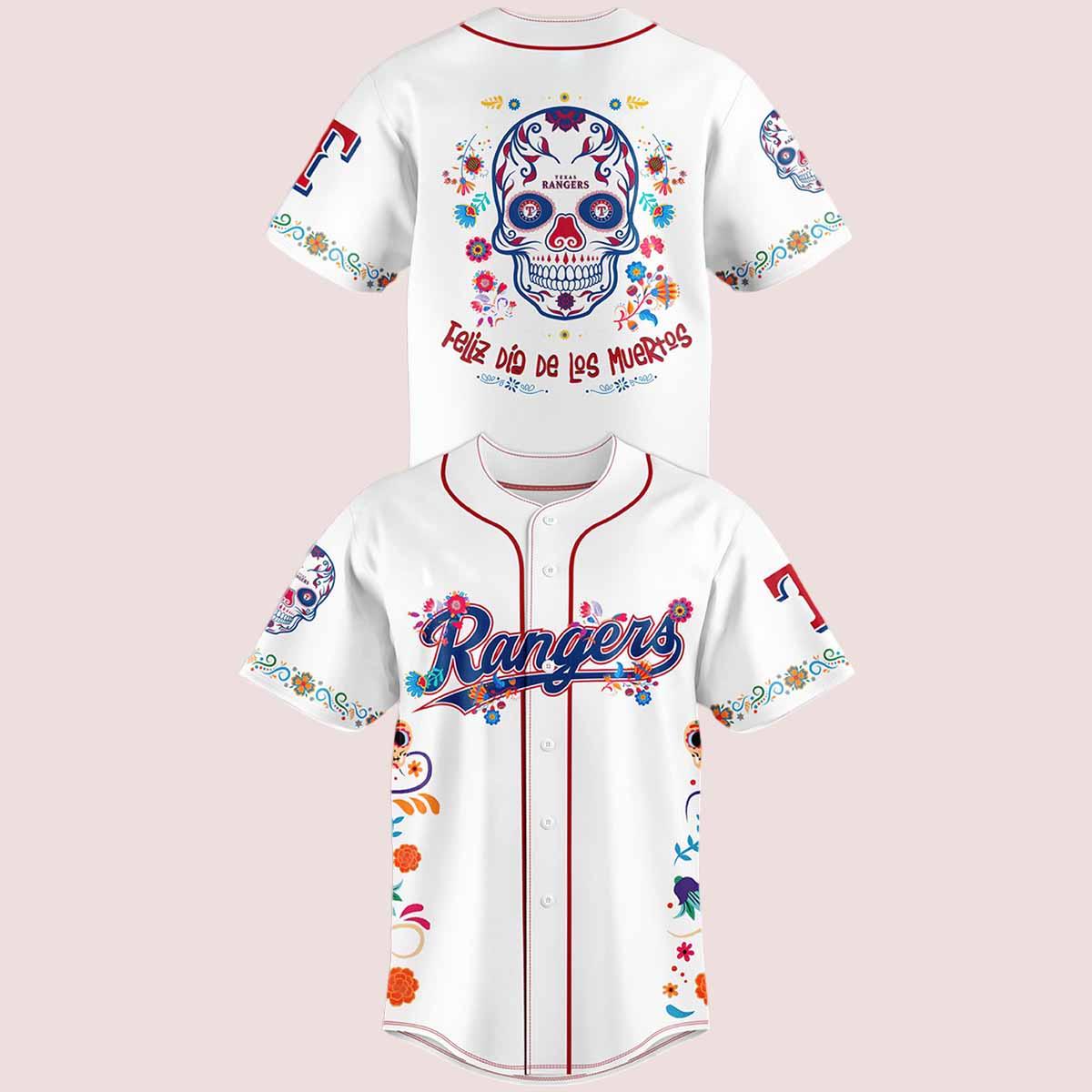 Rangers Dia De Los Muertos Baseball Jersey Rangers Dia De Los Muertos Baseball Jersey