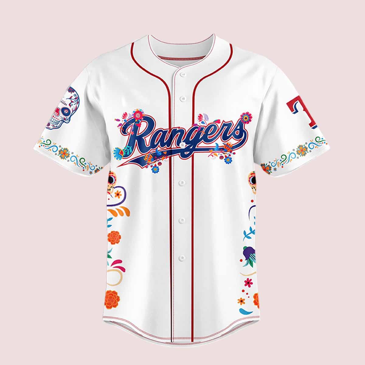 Rangers Dia De Los Muertos Baseball Jersey Rangers Dia De Los Muertos Baseball Jersey