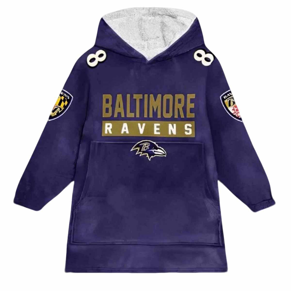 Ravens Jackson 8 Football Unisex Blanket Hoodie Ravens Jackson 8 Football Unisex Blanket Hoodie