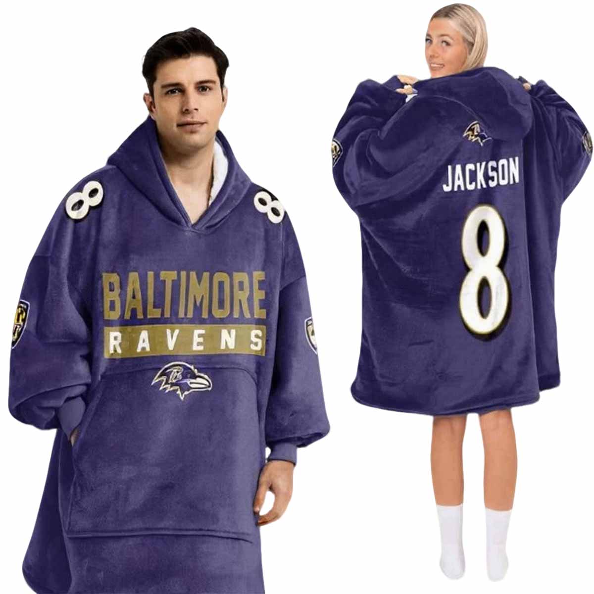 Ravens Jackson 8 Football Unisex Blanket Hoodie Ravens Jackson 8 Football Unisex Blanket Hoodie