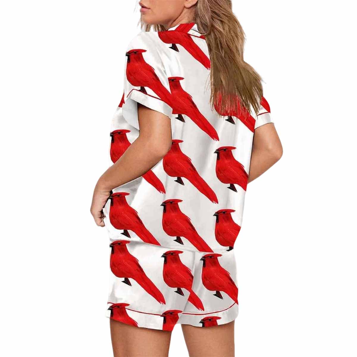 Red Birds Print Pajama Set Red Birds Print Pajama Set