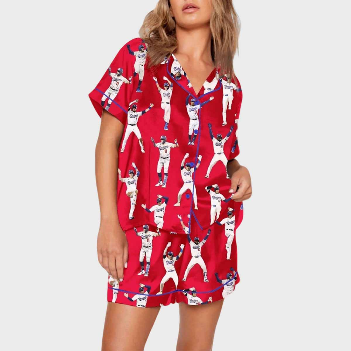 Red Dodgers Baseball Pajama Set Red Dodgers Baseball Pajama Set