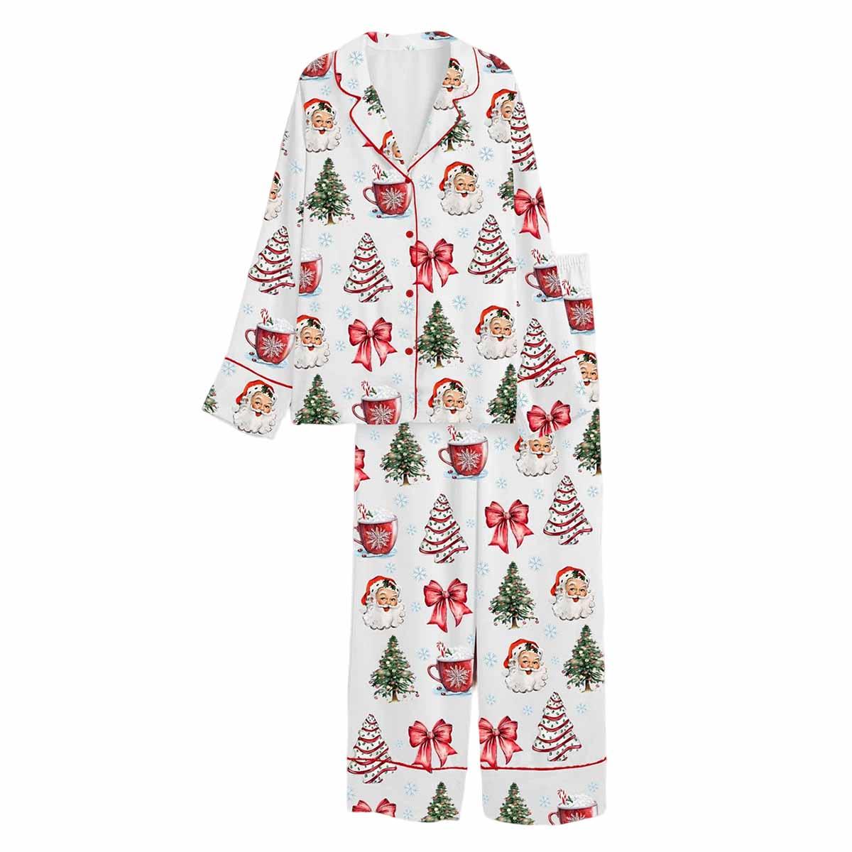 Retro Coquette Christmas Satin Pajama Set Retro Coquette Christmas Satin Pajama Set
