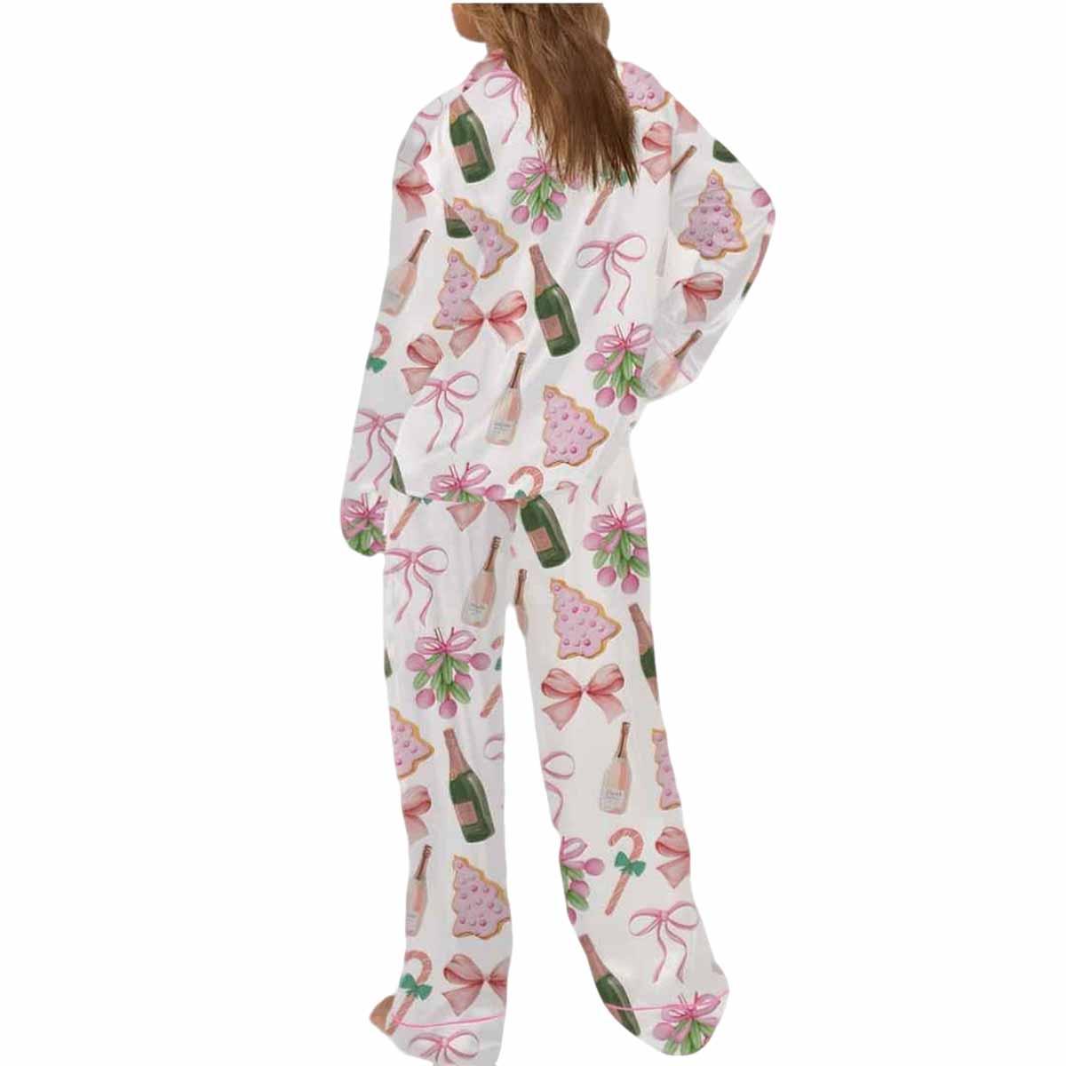 Rose Champagne Christmas Wine Satin Pajama Set Rose Champagne Christmas Wine Satin Pajama Set