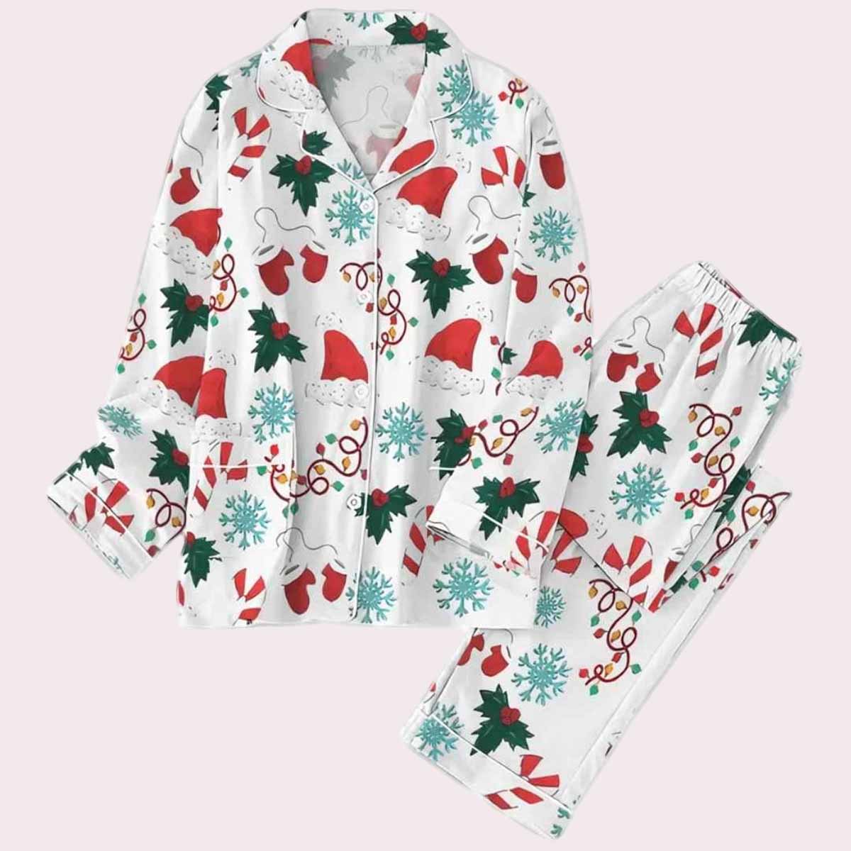 Santa Hat Matching Christmas Holiday Pajamas Set Santa Hat Matching Christmas Holiday Pajamas Set