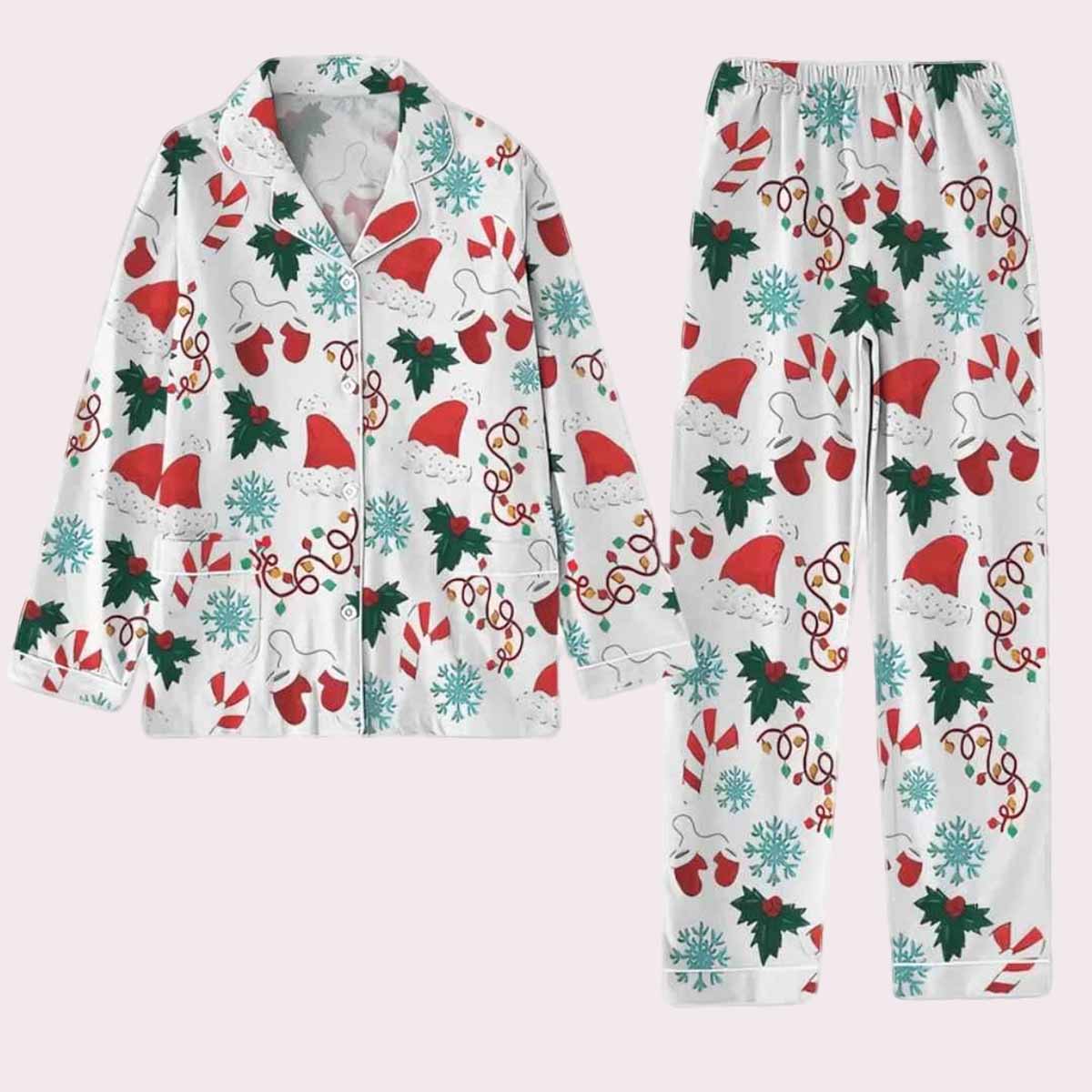 Santa Hat Matching Christmas Holiday Pajamas Set Santa Hat Matching Christmas Holiday Pajamas Set