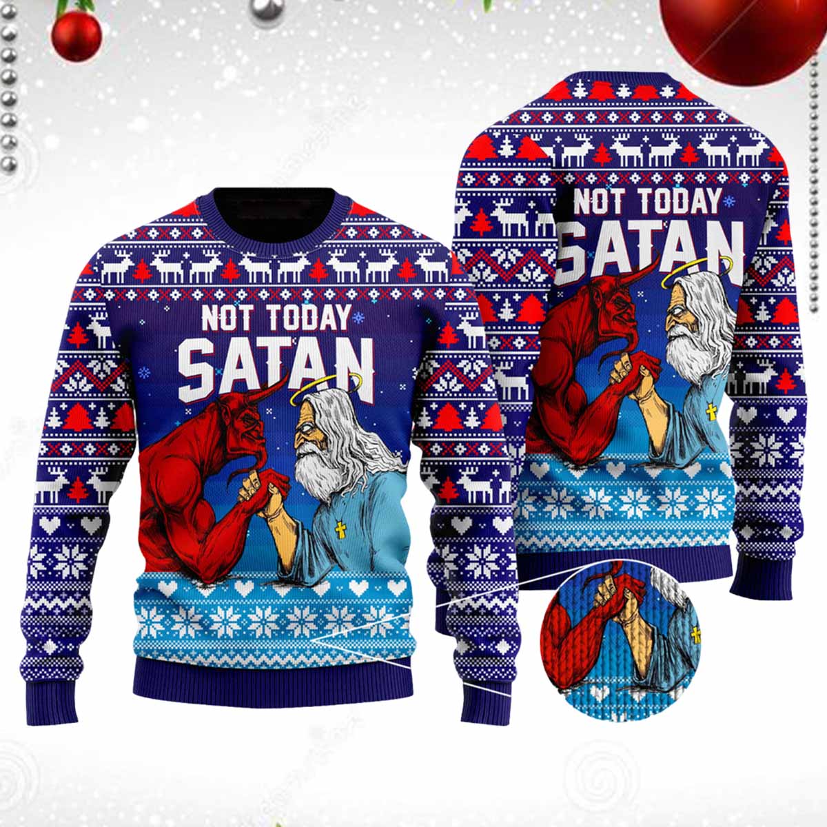 Santa Not Today Satan Ugly Christmas Sweater Santa Not Today Satan Ugly Christmas Sweater
