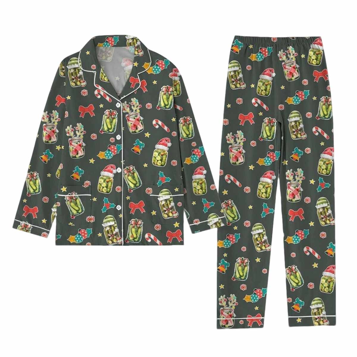 Santa Pickles Reindeer Pickles Christmas Pajama Set Santa Pickles Reindeer Pickles Christmas Pajama Set