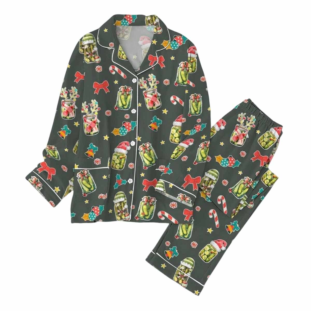 Santa Pickles Reindeer Pickles Christmas Pajama Set Santa Pickles Reindeer Pickles Christmas Pajama Set
