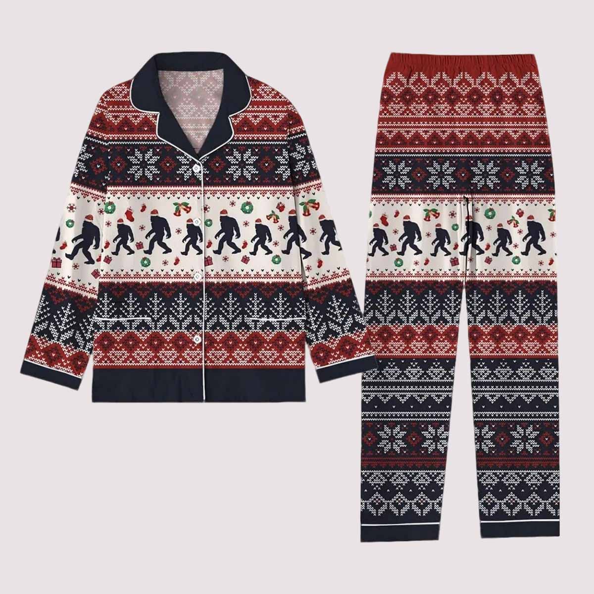 Santa Sasquatch Bigfoot Christmas Pajama Set Santa Sasquatch Bigfoot Christmas Pajama Set
