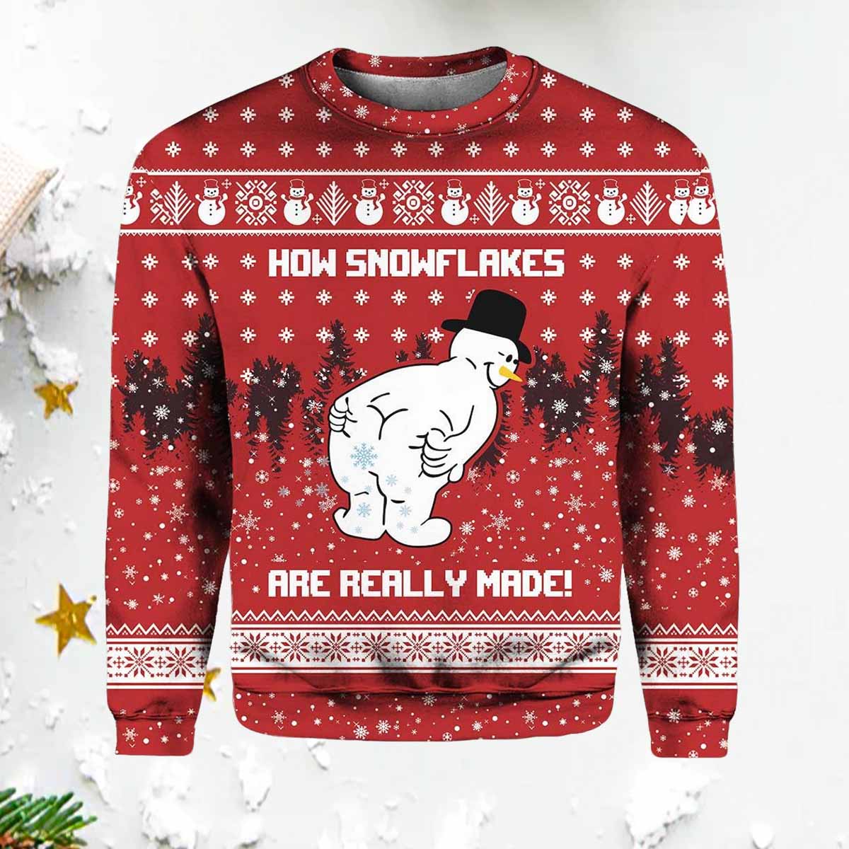 Snowman How Snowflakes Are Really Made Ugly Christmas Sweater Snowman How Snowflakes Are Really Made Ugly Christmas Sweater