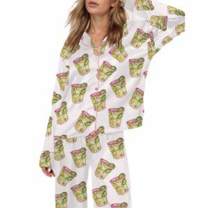 Spicy Margarita Cocktail Satin Pajama Set Spicy Margarita Cocktail Satin Pajama Set