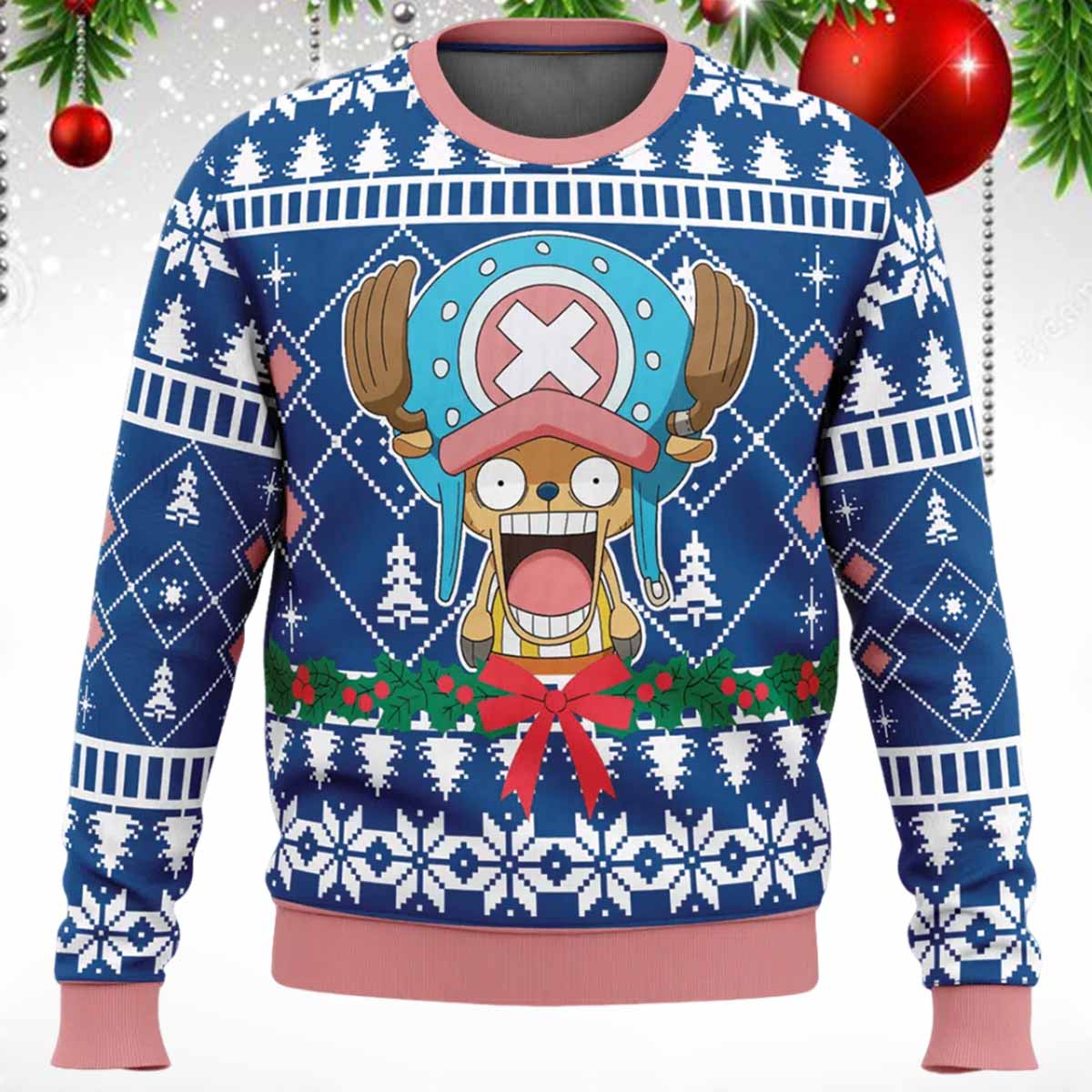 Surprised Tony Tony Chopper One Piece Ugly Christmas Sweater Tony Tony Chopper One Piece Ugly Christmas Sweater