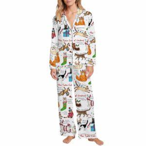 The Twelve Cats Of Christmas Satin Pajama Set The Twelve Cats Of Christmas Satin Pajama Set