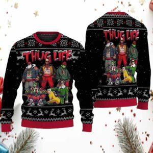 Thug Life Santa Grnch Kevin McCallister Elf Ugly Christmas Sweater