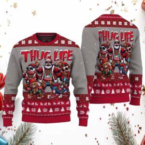 Thug Life Santa Snowman Reindeer Cookie Nutcracker Ugly Christmas Sweater
