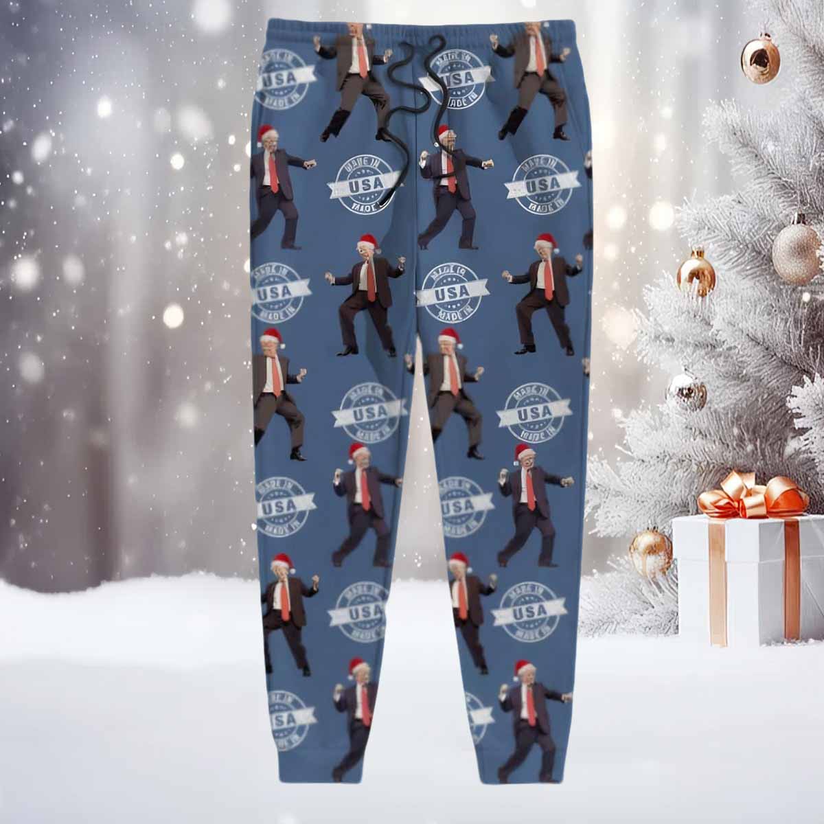 Trump Dancing A Little Bit Crazy Made in USA Christmas Sweatpants Trump Dancing A Little Bit Crazy Made in USA Christmas Sweatpants