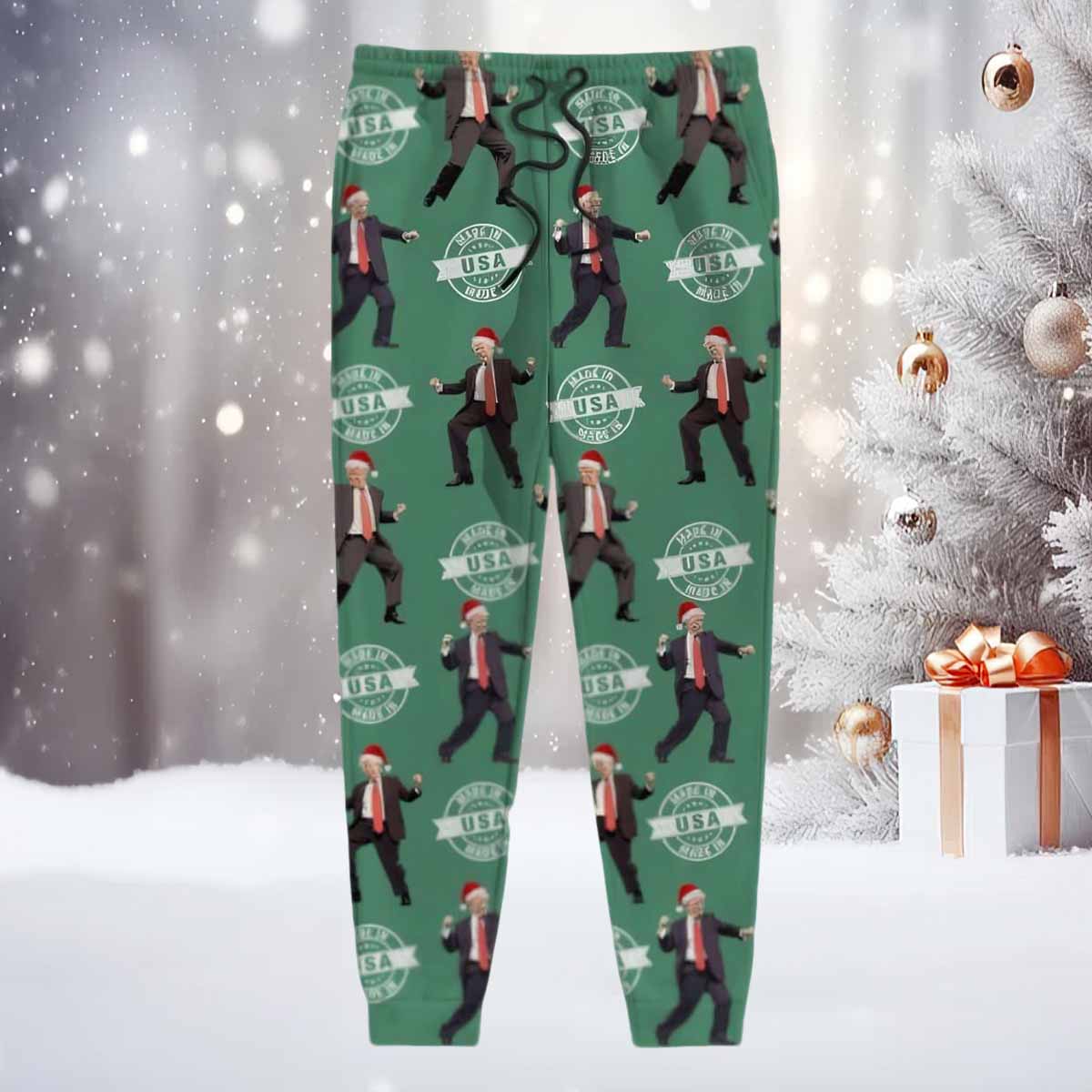 Trump Dancing A Little Bit Crazy Made in USA Christmas Sweatpants Trump Dancing A Little Bit Crazy Made in USA Christmas Sweatpants