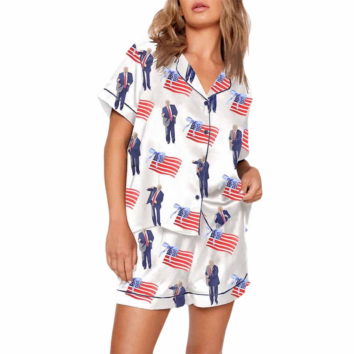 Trump Dancing Coquette Bow America 2024 Pajama Set Trump Dancing Coquette Bow America 2024 Pajama Set