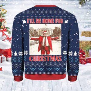 Trump I'll Be Home For Christmas Ugly Sweater 1