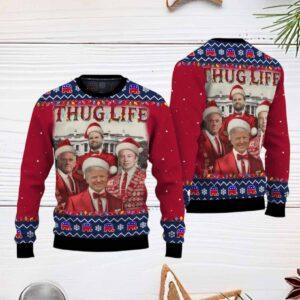 Trump JD Vance Robert Kennedy Elon Musk Thug Life Christmas Ugly Sweater Trump JD Vance Robert Kennedy Elon Musk Thug Life Christmas Ugly Sweater