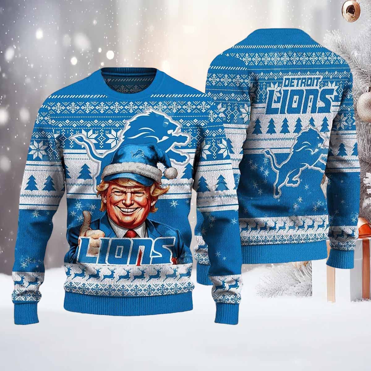 Trump Lions Ugly Christmas Sweater Trump Lions Ugly Christmas Sweater