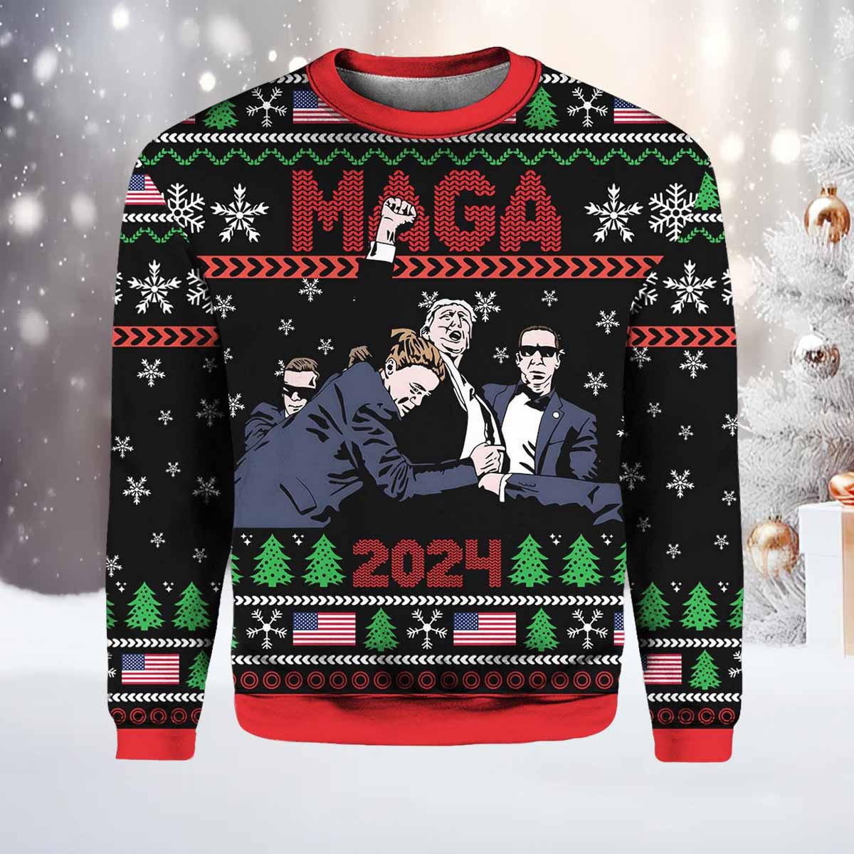 Trump MAGA 2024 Ugly Christmas Sweater Trump MAGA 2024 Ugly Christmas Sweater