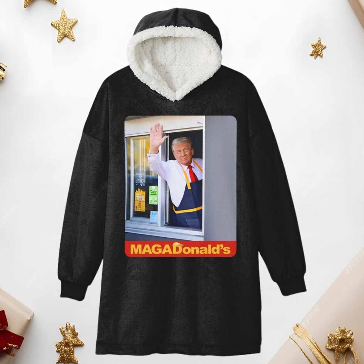 Trump MagaDonald's Hoodie Blanket Trump MagaDonald's Hoodie Blanket