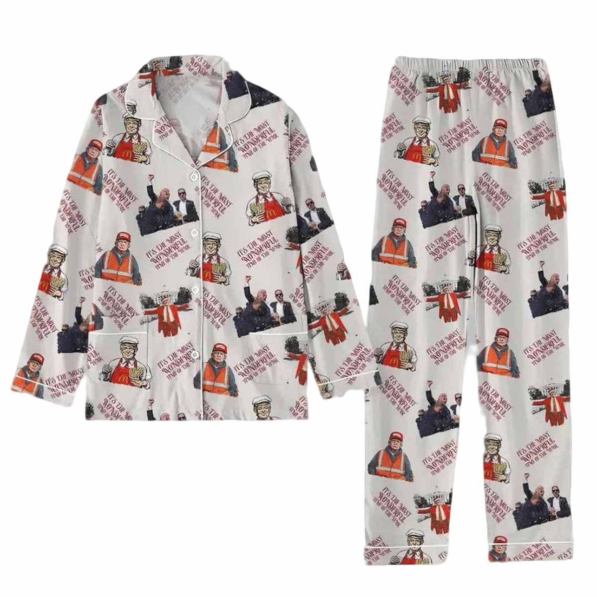 Trump McDonald Christmas Pajama Set Trump McDonald Christmas Pajama Set