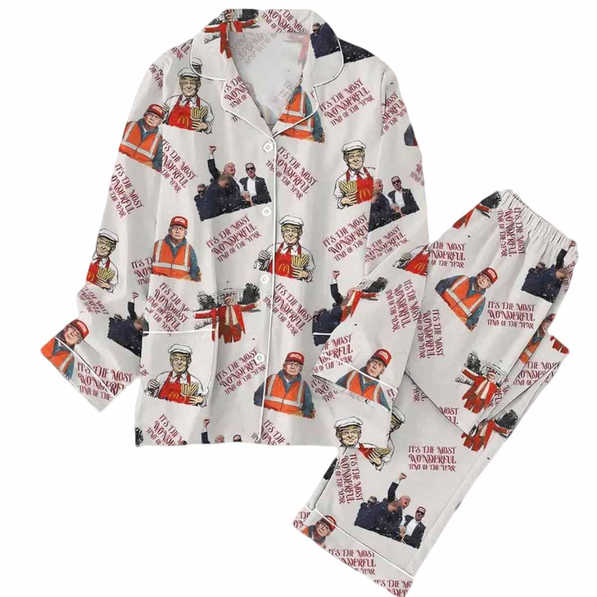 Trump McDonald Christmas Pajama Set Trump McDonald Christmas Pajama Set