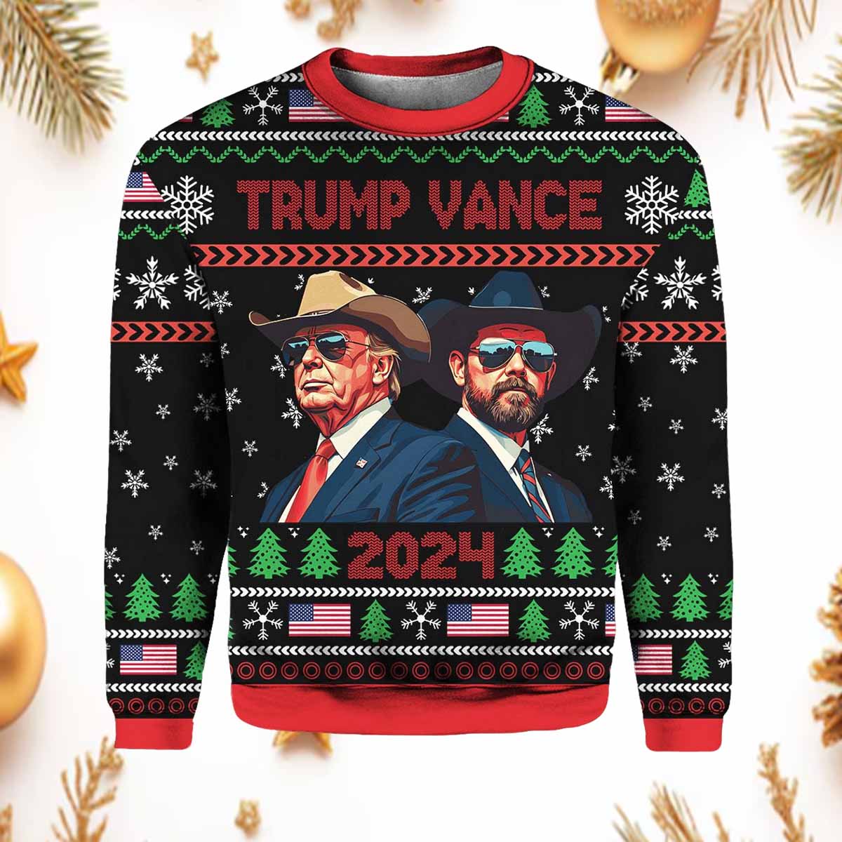 Trump Vance 2024 Ugly Christmas Sweater Trump Vance 2024 Ugly Christmas Sweater