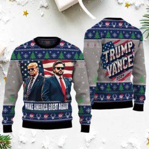 Trump Vance Make America Great Again 2024 Ugly Christmas Sweater Trump Vance Make America Great Again 2024 Ugly Christmas Sweater