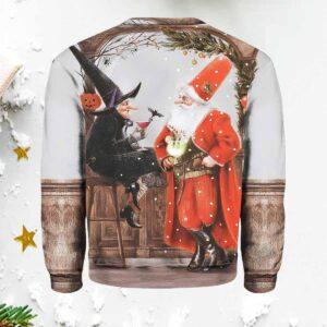 Vintage Christmas Santa And Witch Casual Printed Sweater 1 Vintage Christmas Santa And Witch Casual Printed Sweater