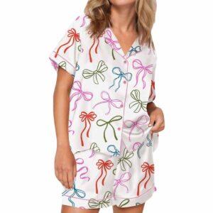 Whimsical Bows Satin Pajama Set Whimsical Bows Satin Pajama Set
