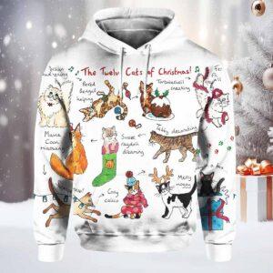 The Twelve Cats Of Christmas Hoodie The Twelve Cats Of Christmas Hoodie