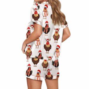 Сute Christmas Chickens Satin Pajama Set 1 Сute Christmas Chickens Satin Pajama Set