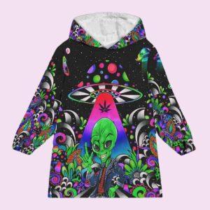 Alien Psychedelic Mushroom Blanket Hoodie Alien Psychedelic Mushroom Blanket Hoodie