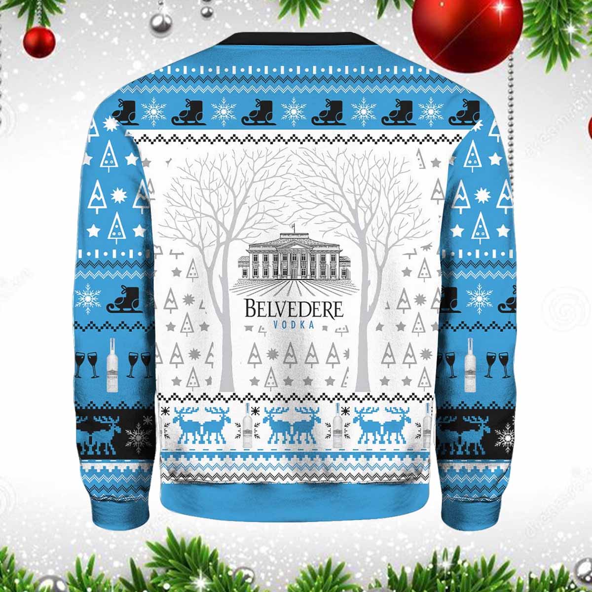 Belvedere Vodka 3D Printed Ugly Christmas Sweater Belvedere Vodka 3D Printed Ugly Christmas Sweater