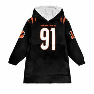 Bengals Hendrickson 91 Football Blanket Hoodie