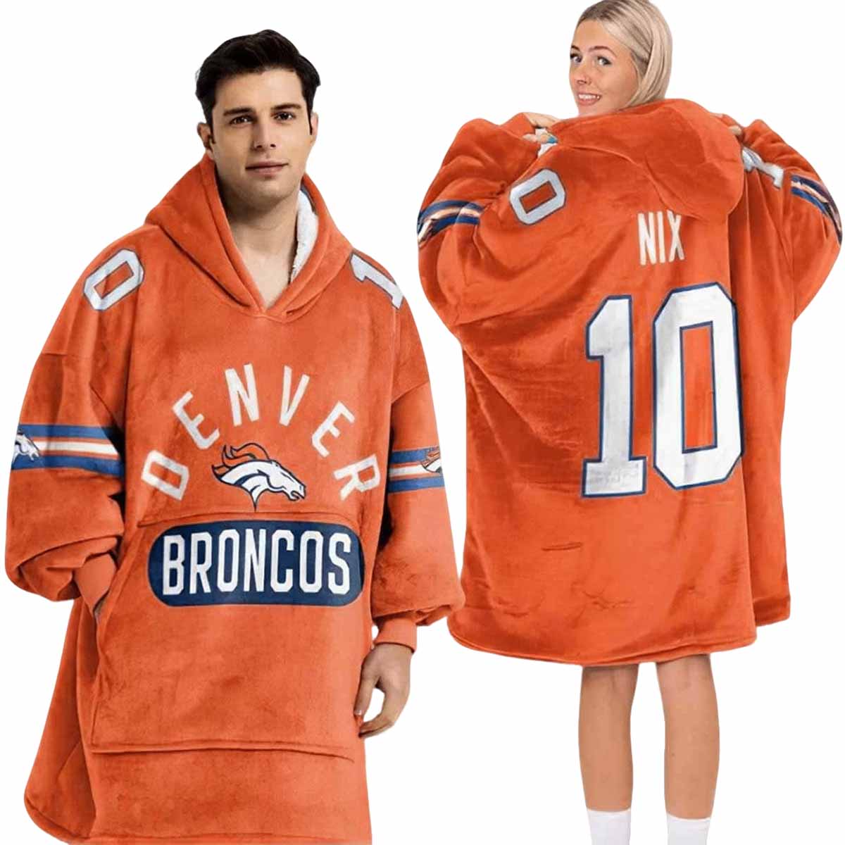 Broncos Nix 10 Football Blanket Hoodie Broncos Nix 10 Football Blanket Hoodie