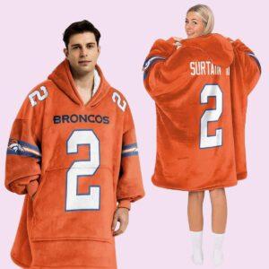 Broncos Surtain 2 Football Blanket Hoodie 1 Broncos Surtain 2 Football Blanket Hoodie
