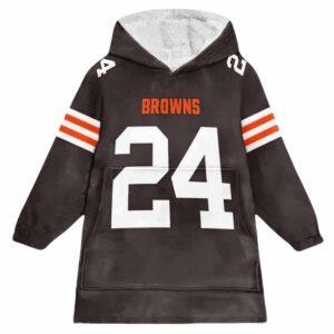 Browns 24 Football Unisex Blanket Hoodie Browns 24 Football Unisex Blanket Hoodie