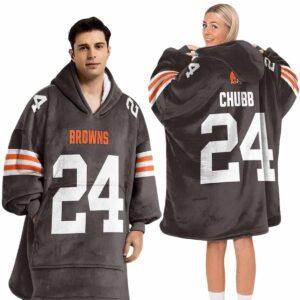 Browns 24 Football Unisex Blanket Hoodie1