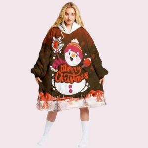 Browns Snowman Merry Christmas Unisex Blanket Hoodie