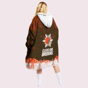 Browns Snowman Merry Christmas Unisex Blanket Hoodie 1 Browns Snowman Merry Christmas Unisex Blanket Hoodie