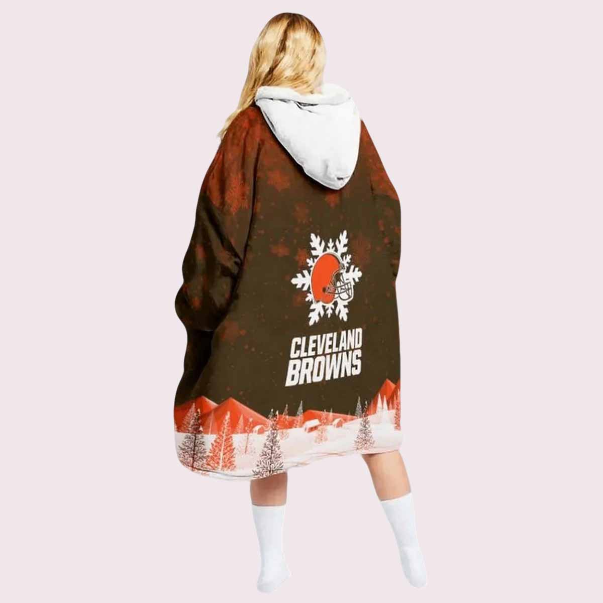 Browns Snowman Merry Christmas Unisex Blanket Hoodie Browns Snowman Merry Christmas Unisex Blanket Hoodie