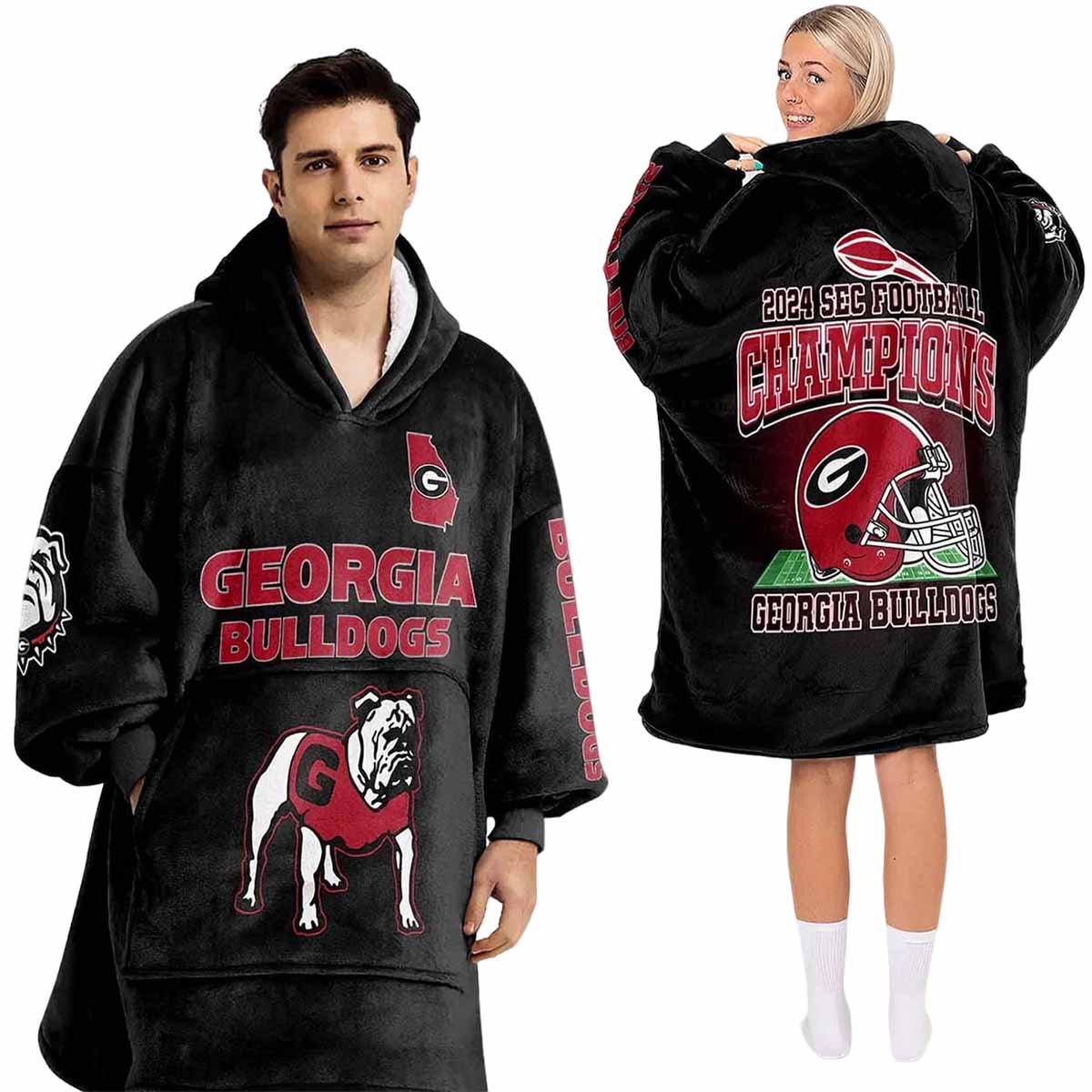 Bulldogs Champions 2024 Unisex Blanket Hoodie Bulldogs Champions 2024 Unisex Blanket Hoodie