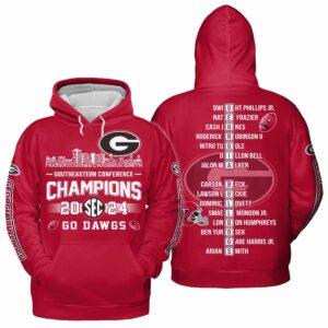Bulldogs Go Dawgs SEC Champions Hoodie 2024 Bulldogs Go Dawgs SEC Champions Hoodie 2024